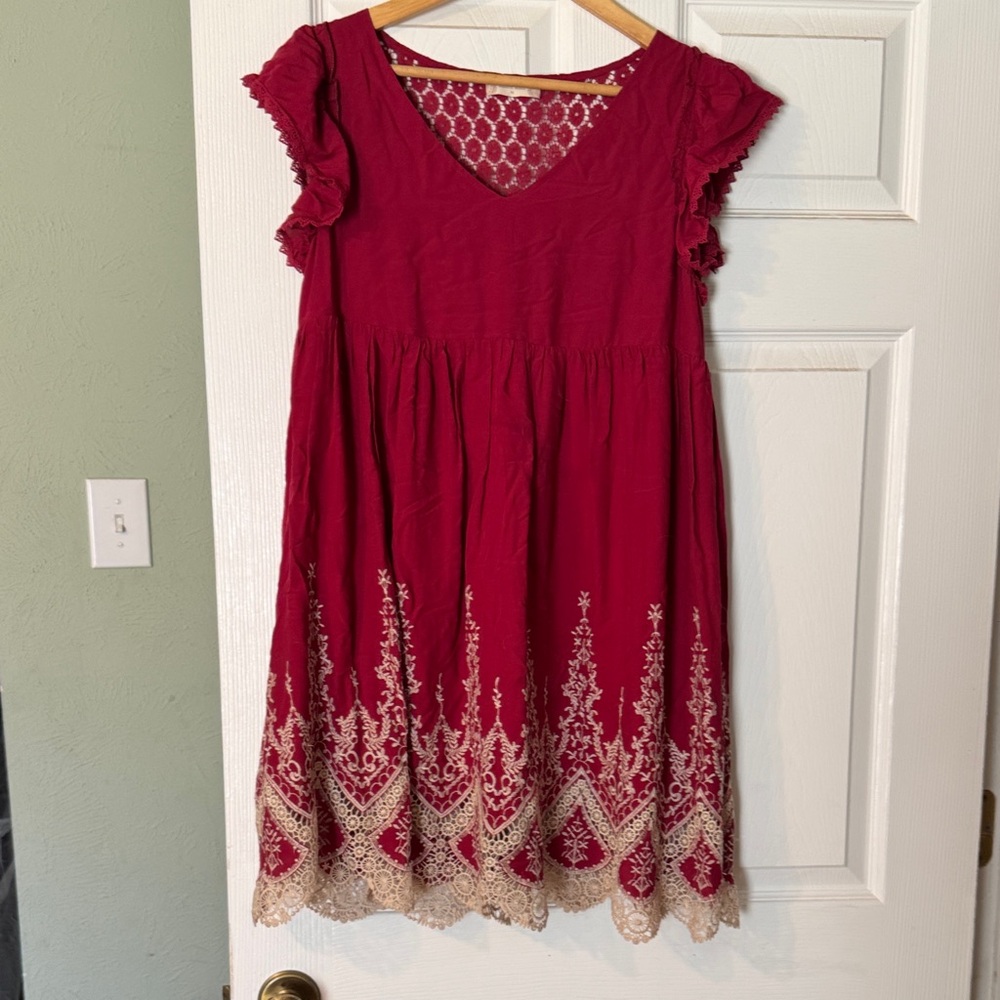 Altar'd State Red and Cream Dress